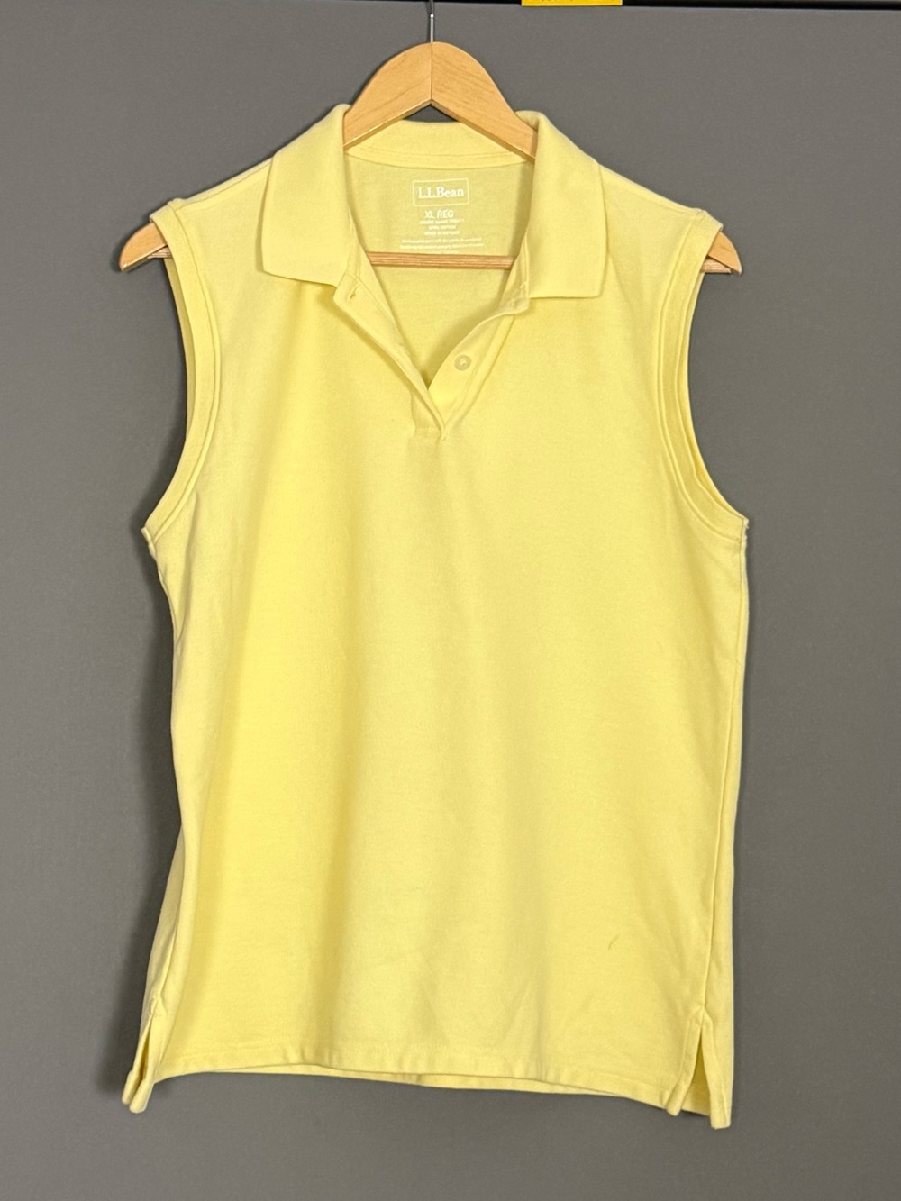 L.L.Bean Sleeveless Polo Shirt Women’s XL Yellow Pique Cotton Preppy Golf